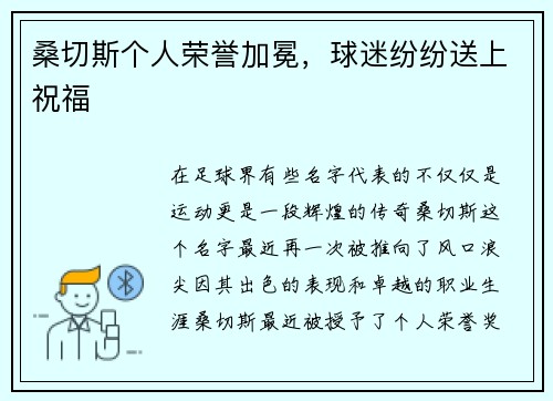 桑切斯个人荣誉加冕，球迷纷纷送上祝福